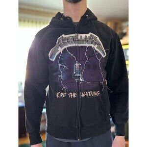 Metallica Ride The Lightning 2000s Y2K Zip Up Hoodie Size Mens Med VGUC